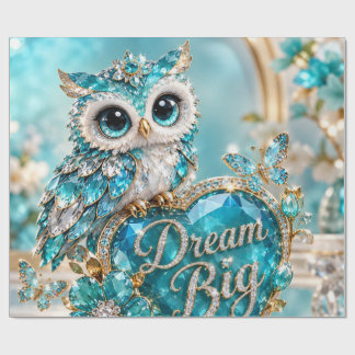 Papier Cadeau Chouette de cristal turquoise Rêve grand Design de