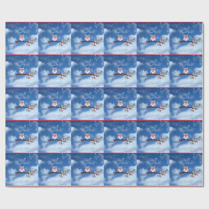 Papier Cadeau Chouette de Noël design de vacances mignon et colo