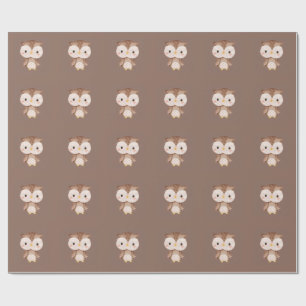 Papier Cadeau Chouette Marron Mignonne