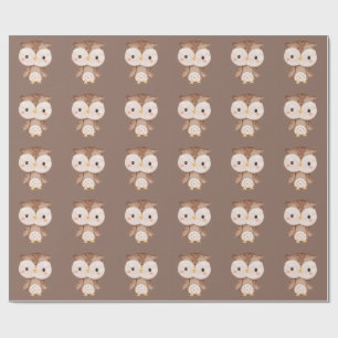 Papier Cadeau Chouette Marron Mignonne