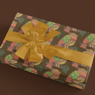 Papier Cadeau Chouettes d'art populaire sur Branches Toutes les 