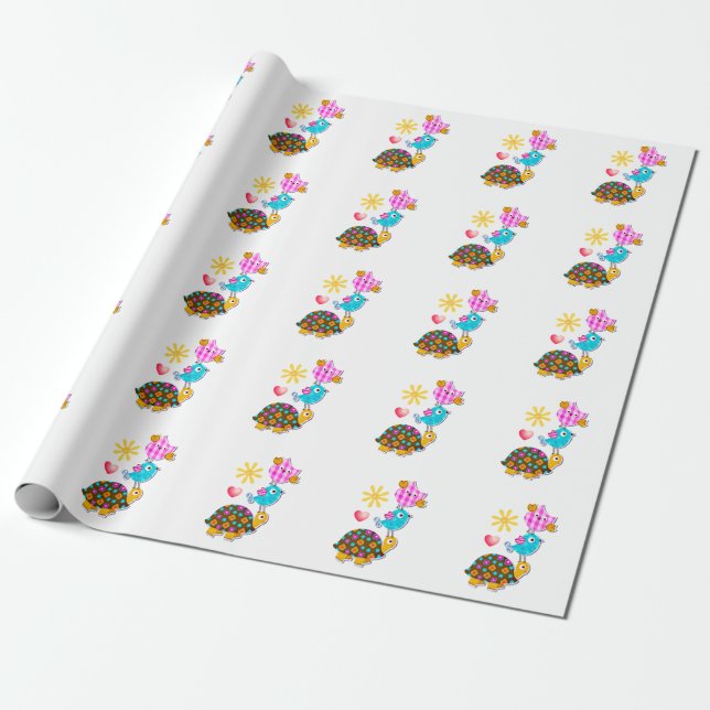 Papier Cadeau Chouettes et tortues (Déroulé)