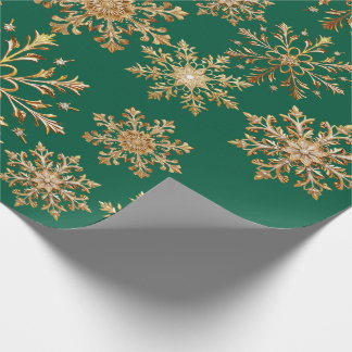 Papier Cadeau Christams Gold and Green Snowflake Wrapping paper