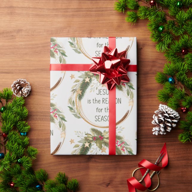 Papier Cadeau Christian Christmas Citation Jésus Raison Saison (Cadeau de vacances)