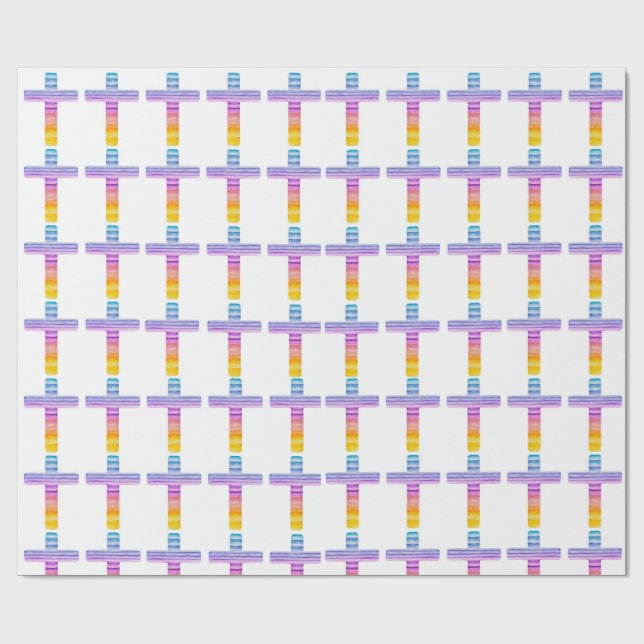 Papier cadeau Christian Envelopper croix Cadeau pa (Plat)