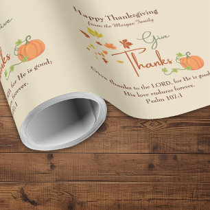 Papier Cadeau Christian Religieux Thanksgiving Nom personnalisé