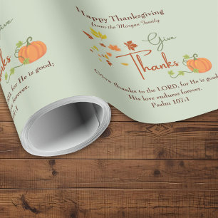 Papier Cadeau Christian Thanksgiving   Nom personnalisé et coupl