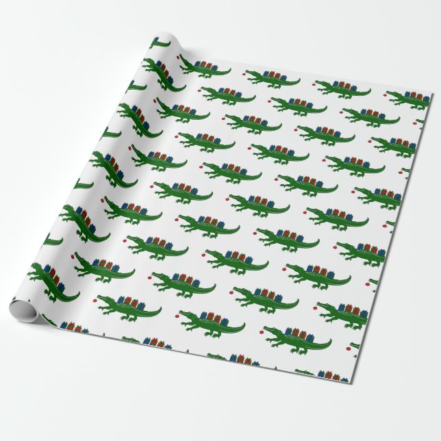 Papier Cadeau Christmas Alligator Wrapping Paper (Déroulé)