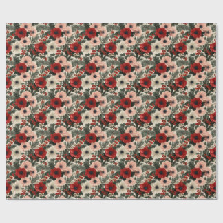 Papier Cadeau Christmas Anemone Floral Background holiday 