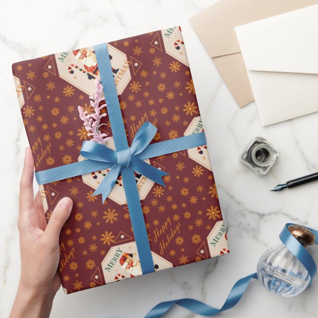 Papier Cadeau Christmas Card of Santa Claus With Candy Cane (Cadeaux)