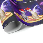 PAPIER CADEAU CHRISTMAS CHAT DANS L'ESPACE PIZZA WRAPPER PAPIER<br><div class="desc">CHATS DE NOËL ET PIZZA EN LIVRE D'ESPACE</div>