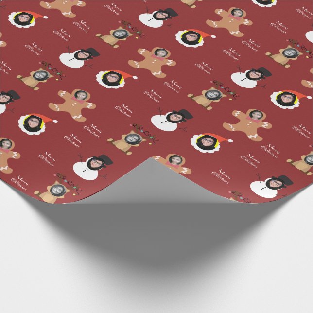 Papier Cadeau Christmas Crew quatre Photo Custom Drôle (Coin)