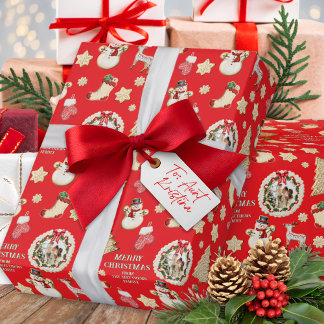 Papier Cadeau Christmas Custom Photo & From Name Cookie