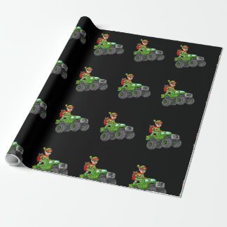 Papier Cadeau Christmas Elf Riding Monster Truck Holiday Boys Ki
