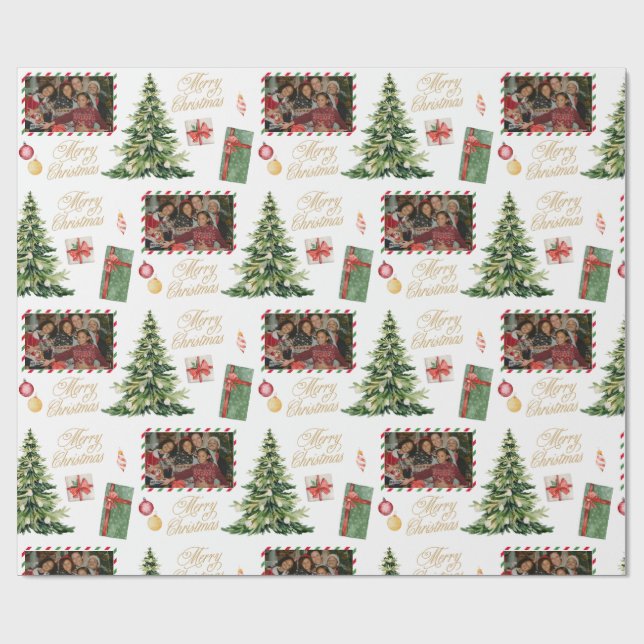 Papier Cadeau Christmas Family Frame Wrapping Paper (Plat)
