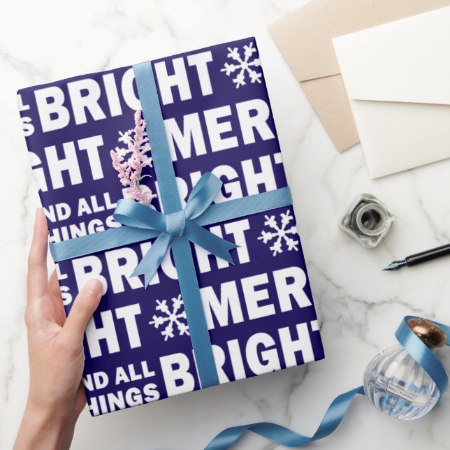 Papier Cadeau Christmas Gift Wrap | Merry and Bright Navy White (Cadeaux)