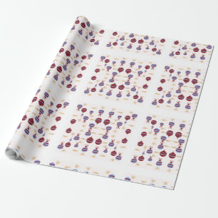 Papier Cadeau Christmas Gift Wrap with Colorful Garlands