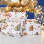 Papier Cadeau Christmas Gingerbread Fun Cute<br><div class="desc">Ce design amusant et mignon présente des biscuits en pain d'épice de Noël motif sur arrière - plan blanc,  marine et noir. Cet article est un excellent ajout à l'emballage cadeau et à la célébration de Noël avec votre famille et vos amis.</div>