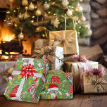 Papier Cadeau Christmas GOATS Enveloppement cadeau Changer de co<br><div class="desc">Beaucoup de chèvres de Noël portant des casquettes et des foulards et même un chapeau de Père Noël, des cloches de jingle, des sucres de canne, des bonbons de Noël, des arbres de Noël et une grange rouge se sont mélangés pour un papier d'enveloppement festif de chèvre pour votre cadeau...</div>