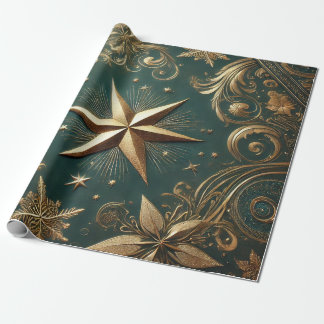Papier Cadeau christmas golden star 