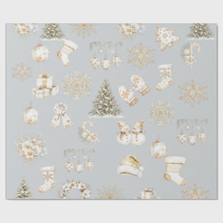 Papier Cadeau Christmas grey gold wrapping paper
