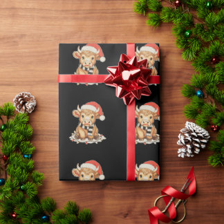 Papier Cadeau Christmas Highland Cow Moo Xmas Holiday Season