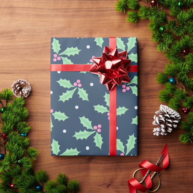 Papier Cadeau Christmas Holly Ivy Motif (Cadeau de vacances)