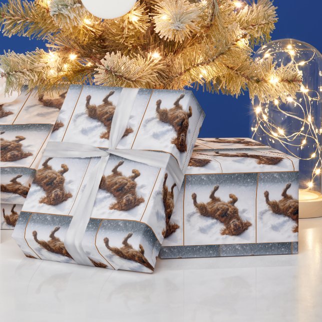 Papier Cadeau Christmas Irish Setter Making a Snow Angel (Vacances)