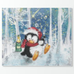 Papier Cadeau Christmas Jigsaw Puzzle Venin Celebrating Penguin<br><div class="desc">Joyeux pingouin - Noël MIGNED Peinture</div>