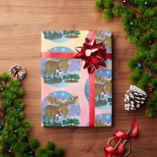 Papier Cadeau Christmas Moose smaller print Wrapping Paper