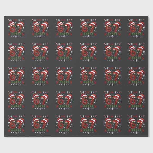 Papier Cadeau Christmas Six Seven 67 Santa Xmas Gen Alpha (Plat)