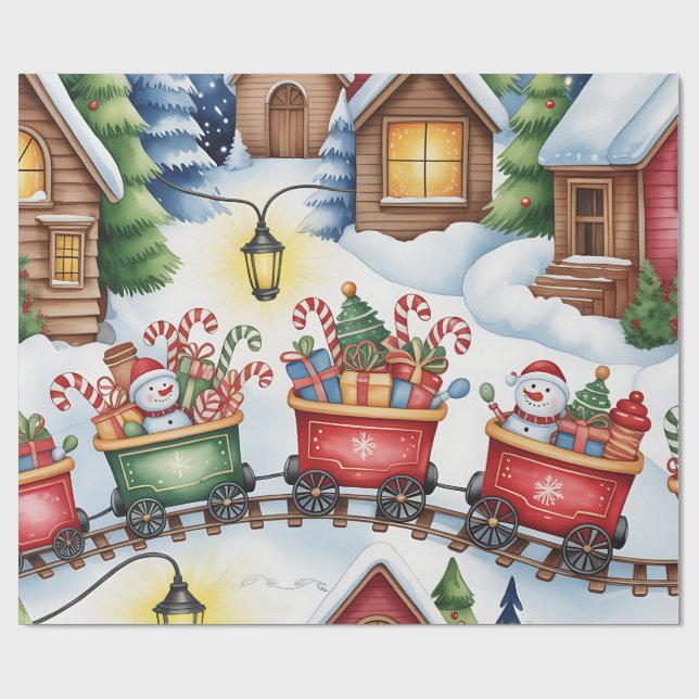 Papier Cadeau Christmas Toyland & Trains Wrapping Paper for Kids (Plat)