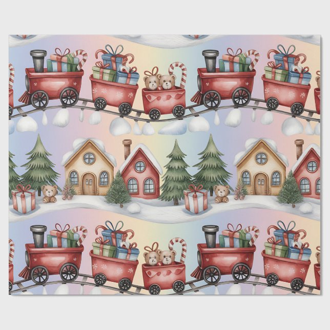 Papier Cadeau Christmas Toyland & Trains Wrapping Paper for Kids (Plat)