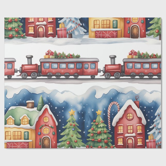 Papier Cadeau Christmas Toyland & Trains Wrapping Paper for Kids (Plat)