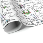 Papier Cadeau Christmas Unicorn, juste croire<br><div class="desc">Fête Unicorne avec couronne sainte</div>