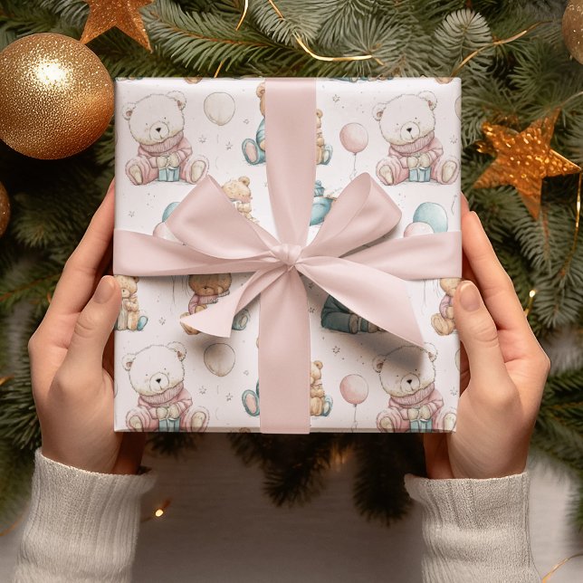 Papier Cadeau Christmas Whimsical Teddy Bears Wrapping Paper (Créateur téléchargé)