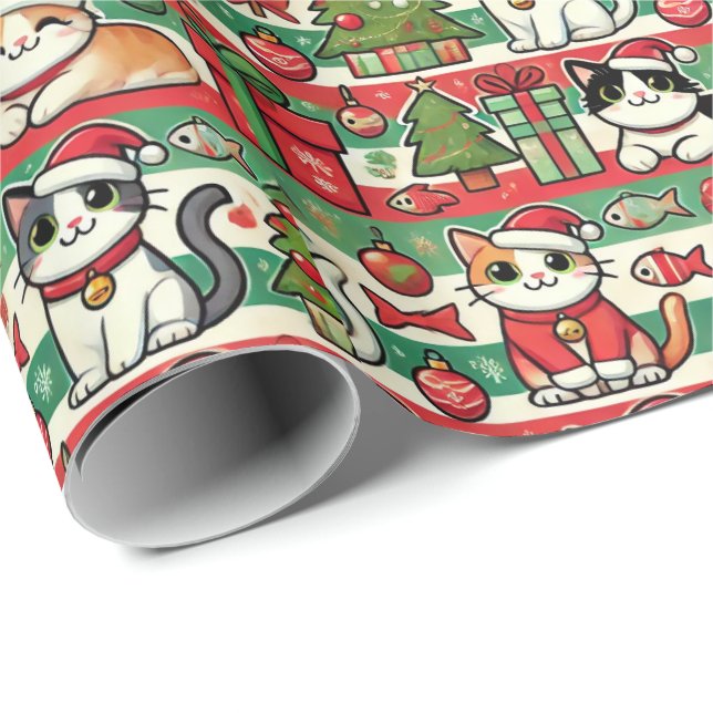Papier Cadeau Christmas Wrapping Paper for Cat Lovers (Coin rond)