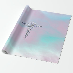 Papier Cadeau Chrome Comme Caduceus Symbole Médicale Mère Pearl