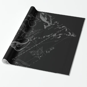 Papier Cadeau Chrome comme Pisces Zodiac Connexion Black Heveliu