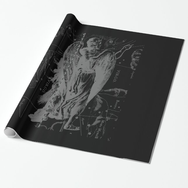 Papier Cadeau Chrome comme signe du zodiaque Vierge sur fond Hev (Déroulé)