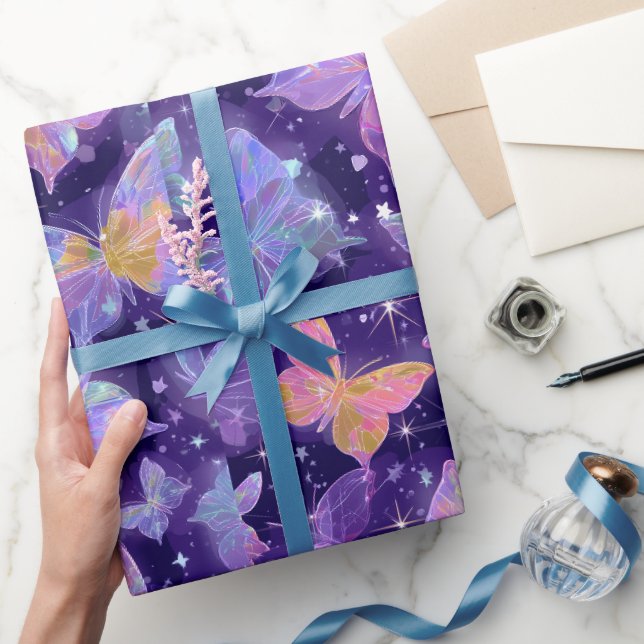 Papier Cadeau Chrome Hearts et papillons rétro (Cadeaux)