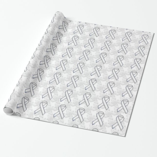 Papier Cadeau Chrome Style Ruban Blanc Houndstooth de Sensibilis (Déroulé)