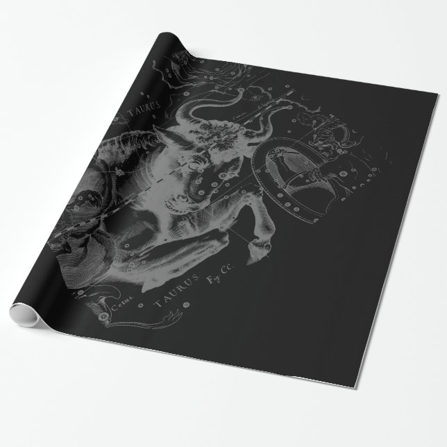 Papier Cadeau Chromique Taurus Zodiac on Hevelius Black (Déroulé)