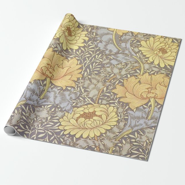 Papier Cadeau Chrysanthème Fleurs de Maman William Morris (Déroulé)