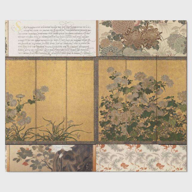 Papier Cadeau Chrysanthèmes laqués Coromandel Écrans (Couture)