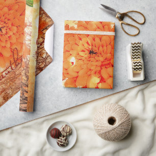 Papier Cadeau Chrysanthèmes vintage d'automne
