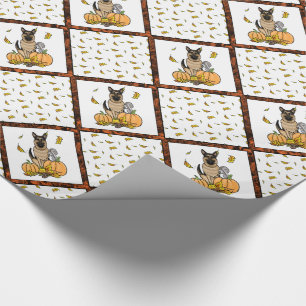 Papier Cadeau Chute berger allemand chien (tan noir) Citrouille