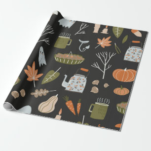 Papier Cadeau Chute en motif sans couture avec des éléments de