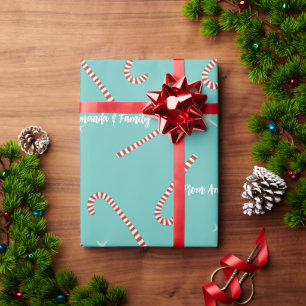 Papier Cadeau Ciel bleu gelée de Noël Lollies nom personnalisé