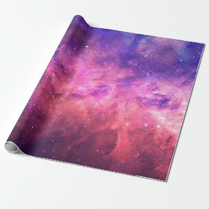 Papier Cadeau Ciel Cosmique Galaxie Étoilée Violet Rose Lueur de